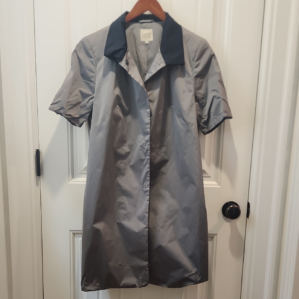 Womens Gray Blazer With Navy Collar
